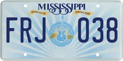 MS license plate FRJ038