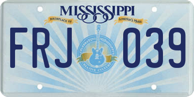 MS license plate FRJ039