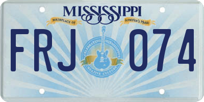 MS license plate FRJ074