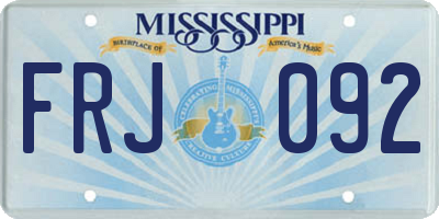 MS license plate FRJ092
