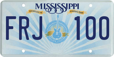 MS license plate FRJ100