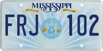 MS license plate FRJ102