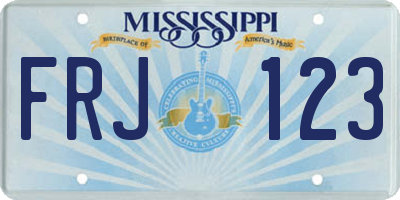 MS license plate FRJ123