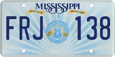 MS license plate FRJ138