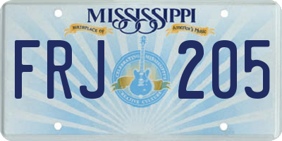 MS license plate FRJ205
