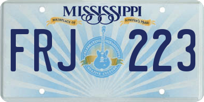 MS license plate FRJ223