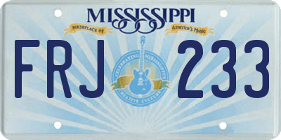 MS license plate FRJ233