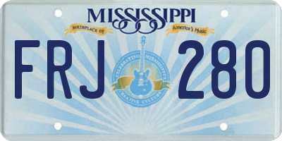 MS license plate FRJ280