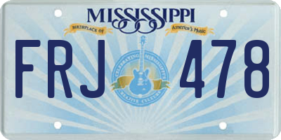 MS license plate FRJ478