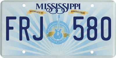 MS license plate FRJ580
