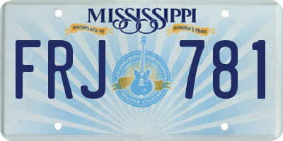 MS license plate FRJ781