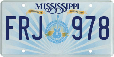 MS license plate FRJ978