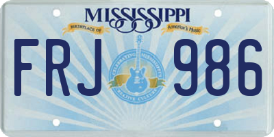 MS license plate FRJ986