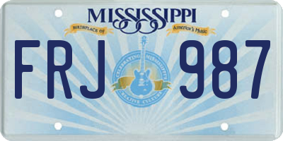 MS license plate FRJ987