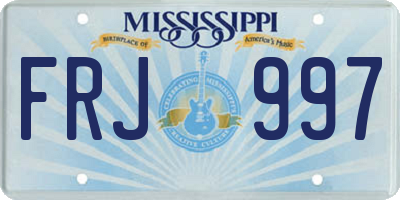 MS license plate FRJ997