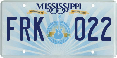 MS license plate FRK022