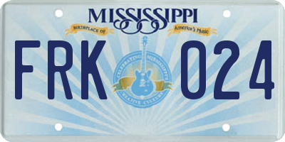 MS license plate FRK024