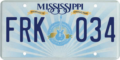 MS license plate FRK034