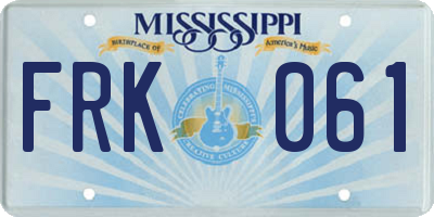 MS license plate FRK061