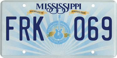MS license plate FRK069