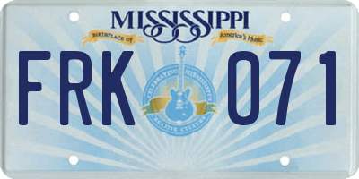 MS license plate FRK071