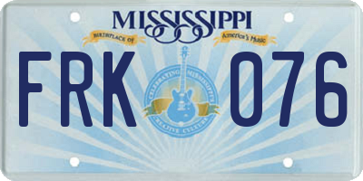 MS license plate FRK076