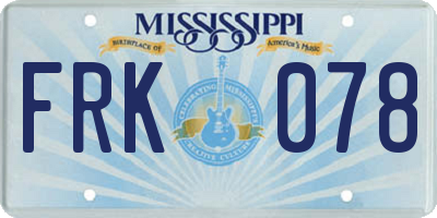 MS license plate FRK078