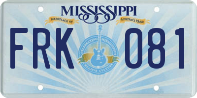 MS license plate FRK081