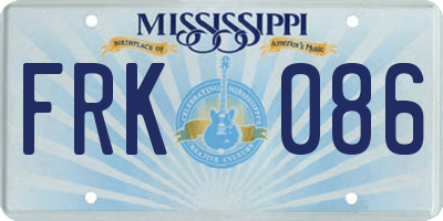 MS license plate FRK086