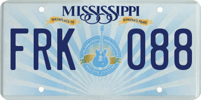 MS license plate FRK088