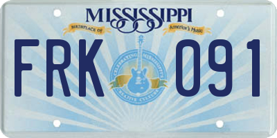 MS license plate FRK091