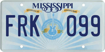 MS license plate FRK099