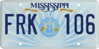 MS license plate FRK106
