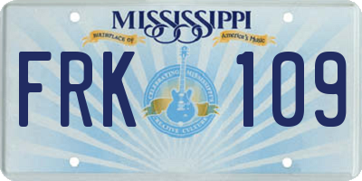 MS license plate FRK109