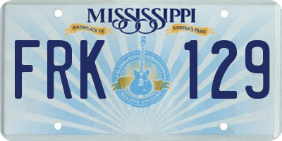 MS license plate FRK129
