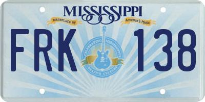 MS license plate FRK138