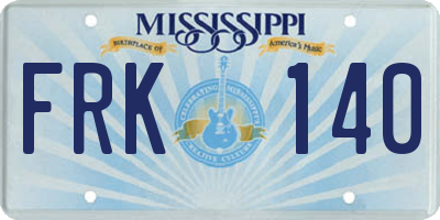MS license plate FRK140