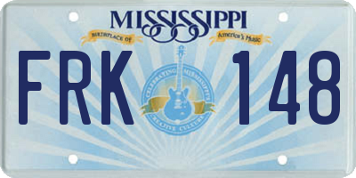 MS license plate FRK148