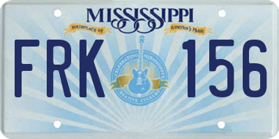 MS license plate FRK156