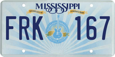 MS license plate FRK167