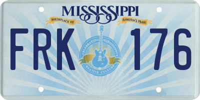 MS license plate FRK176