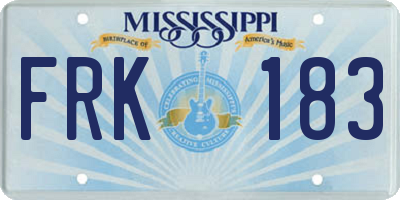 MS license plate FRK183