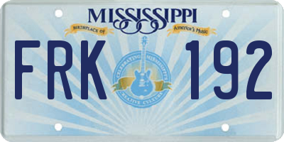 MS license plate FRK192