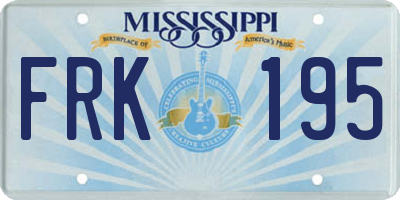 MS license plate FRK195