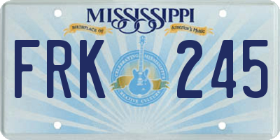 MS license plate FRK245