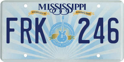 MS license plate FRK246