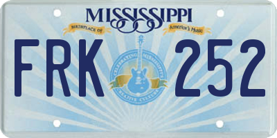 MS license plate FRK252