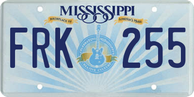 MS license plate FRK255