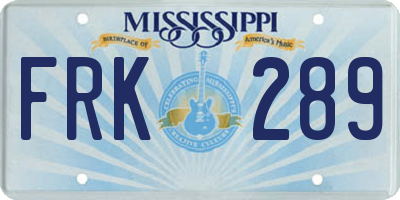 MS license plate FRK289