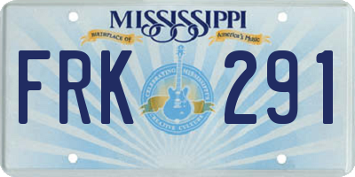 MS license plate FRK291